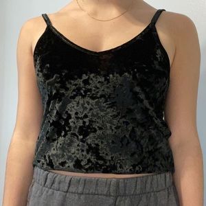 Victoria secret pink crushed black velvet tank S